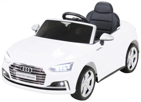 Kinder Elektroauto Audi S5 Cabriolet 2x45 Watt Motor 12V10Ah Batterie Leder Sitz Weiß - Elektro Auto Elektroauto Kinderauto